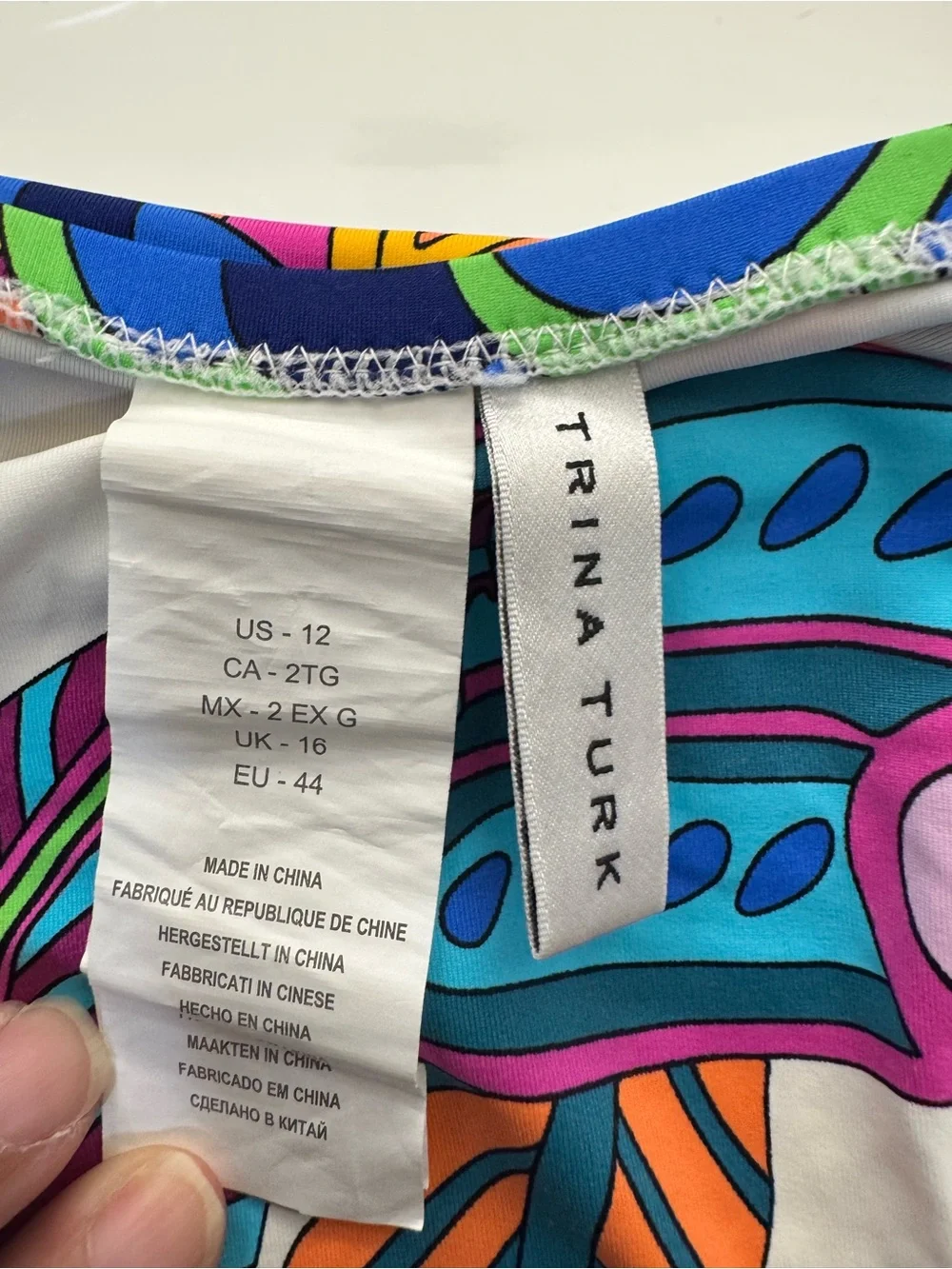 Trina Turk Bright Tropical Print Swim Bottoms in Teal, Blue & Pink - Picture 2 of 2
